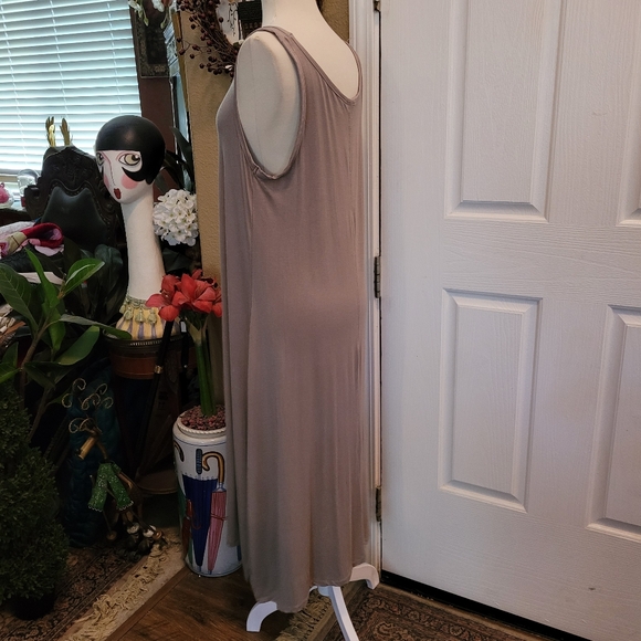 LOGO Lori Goldstein Maxi Dress Solid Gray Grey Size M Medium - Picture 5 of 8